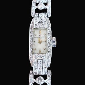 Baume & Mercier Handmade 1930s Art Deco Diamond & Platinum Wristwatch